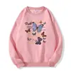 Outono e Inverno 2025 Novo Estilo Retrô Americano Borboleta Design de Letras Senso de Design Versátil Casual Doce Estilo Moletom para Mulheres