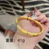 Joyería Antigua de Oro Arena Patrimonio Imitación Oro Sutra del Corazón Pulsera Abierta para Mujer Que No Se Desvanece por Mucho Tiempo Joyería de Mano Versátil Retro Venta al por Mayor
