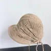 Novo Chapéu de Malha Slouchy com Cordão Ajustável e Vazado para Adultos, Chapéu Feminino para Proteção Solar de Primavera e Verão e Uso Casual