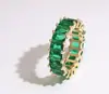 Joia Popular Anel de Noivado Retangular Quadrado Arco-Íris Zircônia Feminino Anel Colorido