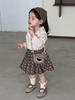 Conjunto de Ropa para Niñas Ropa de Primavera Cuello Volante para Niños Camisa de Muñeca Falda Corta Floral Conjunto Ropa Infantil Estilo Coreano Colección Otoño 2025