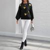 Bai Fen Zhi Yi Comercio Exterior 2025 Nuevo Otoño Transfronterizo Dulce Corazón Estampado Holgado Cuello Redondo Manga Larga Sudadera