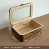 Caja de Joyería de Madera, Caja de Almacenamiento Misceláneo Vintage, Caja con Tapa Abatible a Prueba de Polvo de Madera de Paulownia para el Hogar con Caja de Almacenamiento de Mesa de Vidrio con Flor de Begonia
