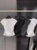 Stock Listo Sexy Chica Caliente Entallada Camiseta Plisada para Mujer Verano Camiseta Base Manga Corta Cuello Redondo Ajustada Top Estilo Corto