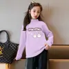 Y2006# blusa de manga comprida com gola alta para meninas outono e inverno infantil de veludo quente camiseta para bebê primavera outono e inverno moda