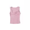 Colete Sem Manga Franzido Estilo Europeu e Americano Garota Popular Feminino Verão 2024 Slim-Fit Justo Elástico Curto para Usar por Baixo