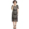 S-4XL Vestido Vintage Gatsby Anos 1920 Flapper Lantejoula Franja Vestido Traje de Performance de Salão