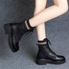 Botas Femininas Estilo Britânico 2024 Outono e Inverno Novas Botas Curtas para Estudantes Coreano Sola Grossa Forradas com Lã Celebridade da Internet Ins Sapatos da Moda