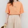 Camiseta coreana de estilo de cuello redondo y manga corta para mujer en verano, holgada, con estampado de plantas, de algodón blanco, ins super hot, top de media manga para estudiante
