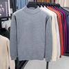 Hengyuanxiang Auténtico Suéter de Punto de Lana para Hombre de Otoño e Invierno Cuello Alto Medio Capa Base Cálida Tejido de Lana Pura Suéter de Punto de Color Sólido