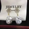 Aretes de Perlas de Agua Dulce Naturales Cola de Pez Barrocos Gama Alta Circonita Micro-pavimentada Espiga de Trigo Temperamento Perlas de Tachuela Venta al por Mayor