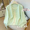 Cardigan de Punto de Manga Larga con Bloques de Color Rayas Patchwork Estilo Coreano Nuevo para Primavera y Otoño Suéter Abrigo Top para Mujer