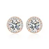 Pendientes de botón de plata de ley S925 con aguja, moissanita, oro, bisel redondo, pendientes colgantes de moda, dulces, joyería de regalo, en stock, pendientes de botón
