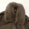 Comercio Exterior Venta al por mayor Transfronteriza Otoño e Invierno Nuevo Ropa Europea y Americana Efecto Gamuza Chaqueta con Cuello de Piel Desmontable