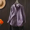 ¡Original! ¡Directo del fabricante! Nuevo estilo de primavera, algodón puro, tejido cepillado, color liso, camisa versátil de manga larga holgada artística para mujer