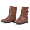 Nuevas botas de mujer estilo western con hebilla de cinturón, botines estilo Martin de caña corta, botas de moto de tacón bajo, tallas 40-47, talla grande, comercio exterior de Amazon