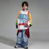 Traje de hiphop infantil meninas top solto calças jeans peido cortina terno meninos hip-hop moda infantil terno