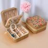 Joyero de Espejo Vintage Portátil para Viaje Caja de Almacenamiento de Aretes Anillos Collares Caja de Regalo de Joyería Estampada