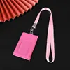 Elegante tarjetero de piel sintética con cordón, tarjetero de identificación unisex, tarjetero colgante para el cuello con múltiples ranuras para tarjetas, monedero, bolsa de tarjetas simple