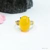 Anillo de Calcedonia Hielo Guan Yu Anillo de Ágata Amarillo Aceite de Pollo Fábrica de Joyería Venta al por Mayor y Entrega S3052403
