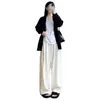 Pantalones Yamamoto marrones para mujer, nueva colección otoño 2026, de tiro alto, pierna recta, corte holgado, tallas grandes, casual, pantalones de pierna ancha para figuras petite