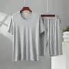 Conjunto de Dos Piezas para Hombre de Verano, Modal, Cuello en V, Manga Corta, Shorts, Talla Grande, Pijama Holgado, Conjunto para Estar en Casa, Se Puede Usar Afuera