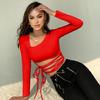 AliExpress deseo Manga Larga Atado Elástico Ajustado Sexy Deportivo Fitness Moda Casual Top Camiseta