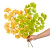 Galhos de folhas de ginkgo artificiais, folhas falsas, folhas de ginkgo amarelas, materiais de decoração de casamento, adereços para arranjo de local