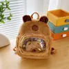 Mochila de Peluche de Capibara Transparente Estilo Coreano Girly Trendy Estilo Bosque Dulce y Lindo Dibujo Animado de Capibara