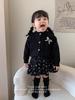 Conjunto Estilo Pequeno Chanel para Menina Ningli: Novo Cardigã de Malha com Laço e Saia de Bolo Floral da Moda para Primavera e Outono