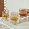 Vaso Rotatorio Popular para Whisky, Vaso Giratorio Luminoso, Vaso de Vino de Vidrio en Relieve de Lujo Moderno, Vaso para Licores