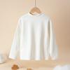 Camiseta de algodão com gola alta para crianças, blusa de base forrada com fleece para meninos e meninas, suéter espesso e quente para bebês para outono e inverno
