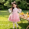Conjunto de Vestido de Pastel Degradado de Manga Larga de Otoño para Niñas 2026 Nuevo Vestido de Princesa Infantil Conjunto de Dos Piezas Moda de Celebridad de Internet Ropa para Niños