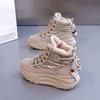 Zapatos de Lona de Caña Alta para Estudiantes Mujeres, Estilo Coreano, Modelo Nuevo Invierno 2025, Versátiles de Suela Gruesa, Botas Deportivas Forradas de Felpa K6725