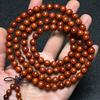 Pulseira autêntica de sândalo vermelho de folha pequena, joia de casal para homens e mulheres, jacarandá, jacarandá, contas de Buda 108 peças