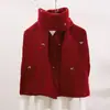 Bufanda Bordada Nueva para Mujer Otoño Invierno Cálida Mezcla de Lana Tejida Bufanda Larga Calentador de Cuello Estilo Coreano Chal Versátil Regalo