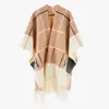 Xale de Lã Cashmere Xadrez Feminino Outono e Inverno Capa Larga Espessa Casaco de Viagem Sala com Ar Condicionado Capa Dividida Manta