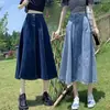 Saia Jeans Saia Verão Feminina Média Linha A 04 Nova Primavera Cintura Alta Saia Evasê Saia Grande Balanço Saia Longa