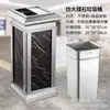 Papelera Vertical Comercial de Acero Inoxidable para Vestíbulos de Hotel, Pasillos y Entradas de Elevador, con Cenicero, Móvil