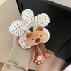 Scrunchie Lindo de Dibujos Animados con Flores y Lunares para Mujer con un Toque de Lujo, Accesorio para el Cabello Resistente para Peinados de Moño
