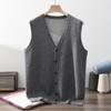 Chaleco de Cachemir 100% Puro para Hombre Informal Simple Tejido Interior Chaleco Grueso sin Mangas Abotonado Tejido de Cachemir