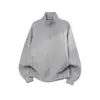 Sudadera con Media Cremallera y Cuello Alto Estilo Retro Americano Peso Pesado Holgada Top para Pareja Manga Larga para Hombre Color Sólido Ropa Deportiva Moderna