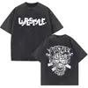 [Lavado Transfronterizo] Estilo de Vida de Rapero Camiseta Lavada Retro Hombres y Mujeres Moda Hip-Hop Alta