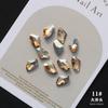 Nuevo estilo de celebridad de Internet: uñas con forma especial de champán y base puntiaguda, diamantes de imitación súper brillantes en forma de corazón, joyería para uñas DIY.