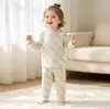 Conjunto de ropa interior térmica de lycra para niños para otoño e invierno, conjunto de dos piezas para casa para niños mayores, ropa interior sin costuras de algodón puro