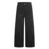 Pantalones de leñador patchwork retro americano para hombre, marca de moda de alta calle, con diseño plisado, color liso, pantalones rectos holgados
