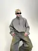 Moletom Americano Retrô com Meio Zíper e Manga Longa para Homens e Mulheres, Design de Nicho Tendência de Primavera, Jaqueta Versátil Casual Solta