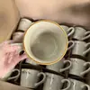 Taza pintada con engobe estilo chino, taza de cerámica floral retro con asa, adecuada para uso en la oficina o en casa, para beber agua o café