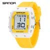 Popular Reloj Electrónico Sanda con Forma de Barril y Pantalla Única, Despertador Impermeable, Reloj de Pulsera para Estudiantes, Reloj Multifuncional con Esfera Grande, Dropshipping
