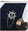 Broche Universal Estilo Marítimo com Corrente e Borla de Âncora Insígnia de Terno Tendência Japonesa e Coreana